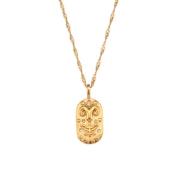 Elegant Zircon Zodiac Sign Necklace - Stainless Steel Necklace (Aries)