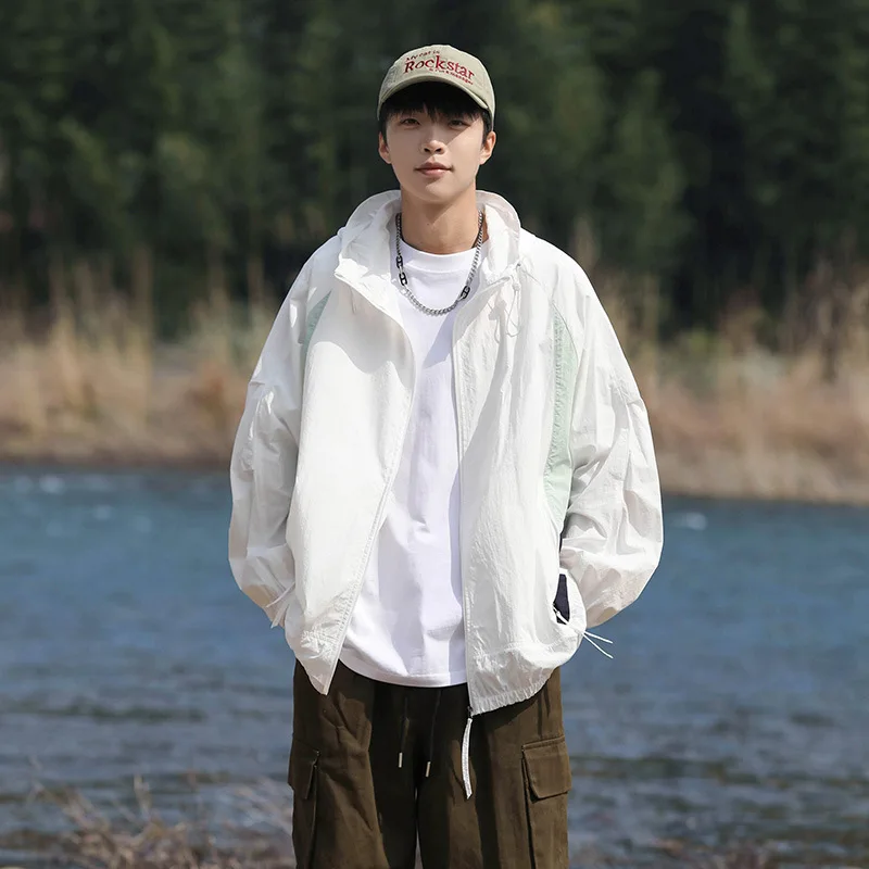 Summer Men's Sun Proof Jacket Lightweight Jackets Oversized Outdoor Casual Running Unisex Windbreaker Jacket