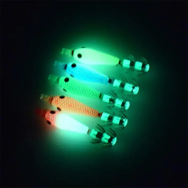 Luminous Squid Fishing Bait Set with Stainless Steel Hooks (5-Pack)