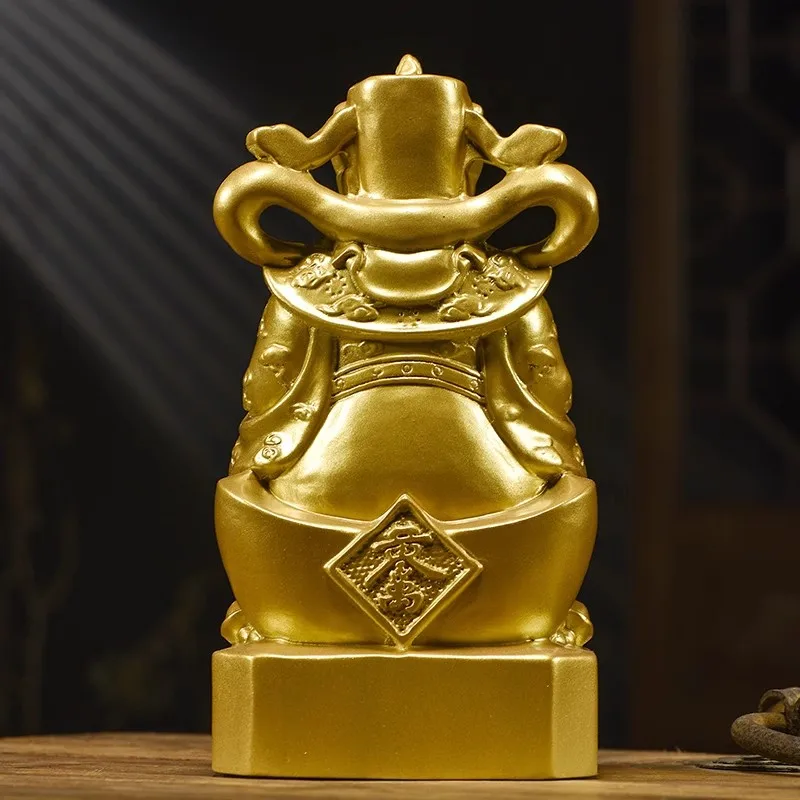 God of Wealth Statue Rosewood Carving Feng Shui Decor Home Altar/Office/Shop Housewarming/Grand Opening Gift Lucky & Prosperity