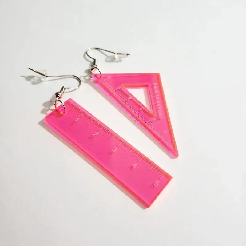 New Women Fashion Ruler Acrylic Earrings Creative Triangle Drop Dangle Funny Jewelry For Women Gift Accessories For Girls