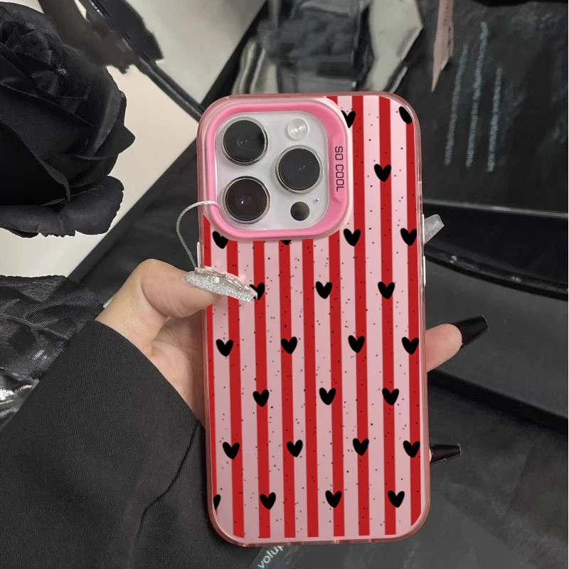 Stripe Love Heart Hard Cover Case - Stylish Protective Design