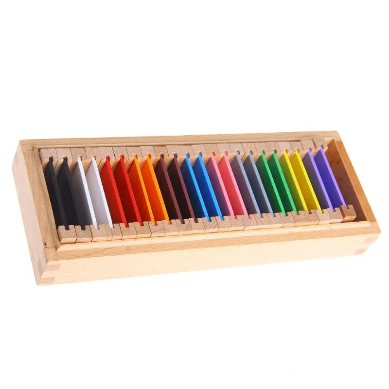 Montessori Sensorial Material Learning Color Tablet Box Wood Preschool Toy