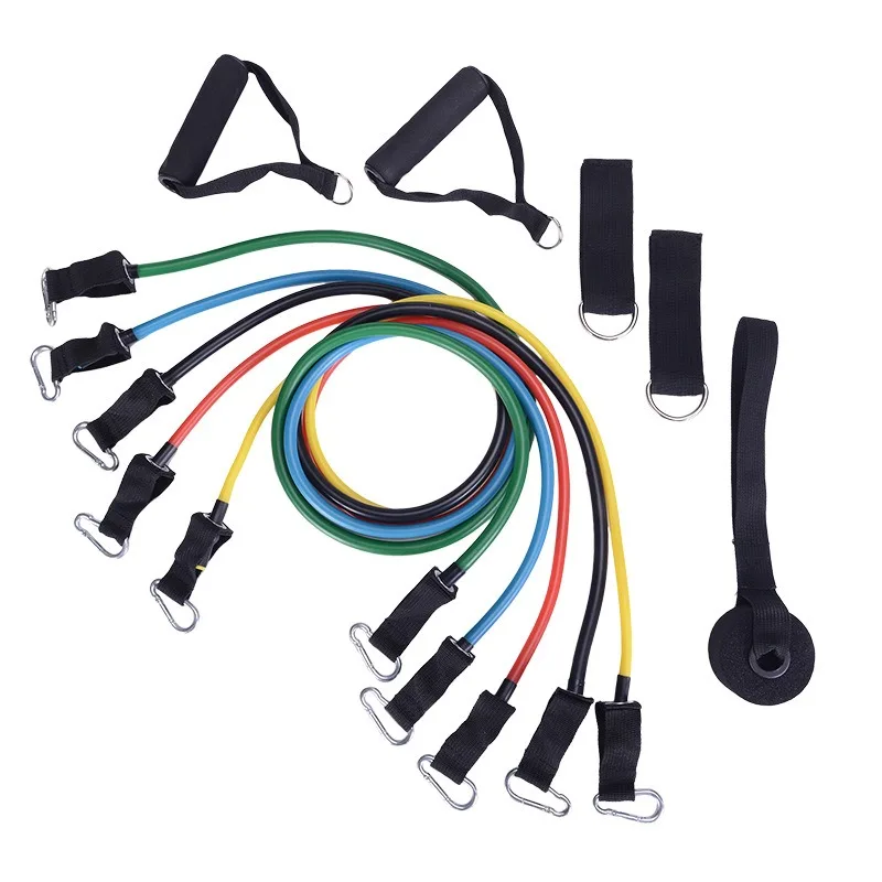 Resistance Bands 11-Piece Set Tensioner Pull Rope Fitness Multi-function Tensioner Suit Muscle Training Belt Elastic Sleeve Band 1