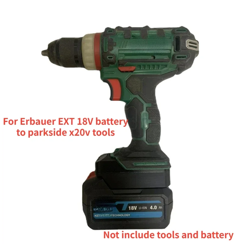 Per Erbauer Ext Adattatore Per Batteria Agli Ioni Di Litio Da 18V A Convertitore Di Utensili Elettrici Lidl Parkside X20V (Non Includere Strumenti E B