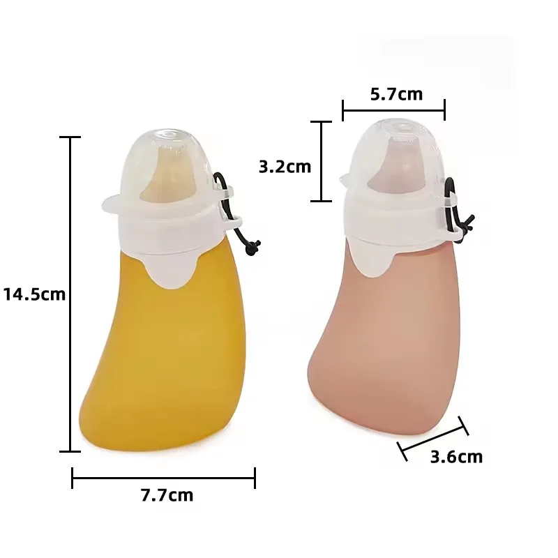 Baby Food Pouch Refillable Silicone Yummy Pouch Puree Breastmilk Storage Bag for Kids Toddler Feeder Bottle
