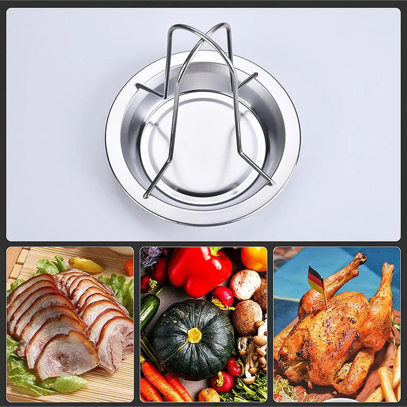Chicken Roaster Rack Kitchen Outdoor BBQ Tools Non-stick Stainless Steel Grilling Tools Roasting Grill Stand