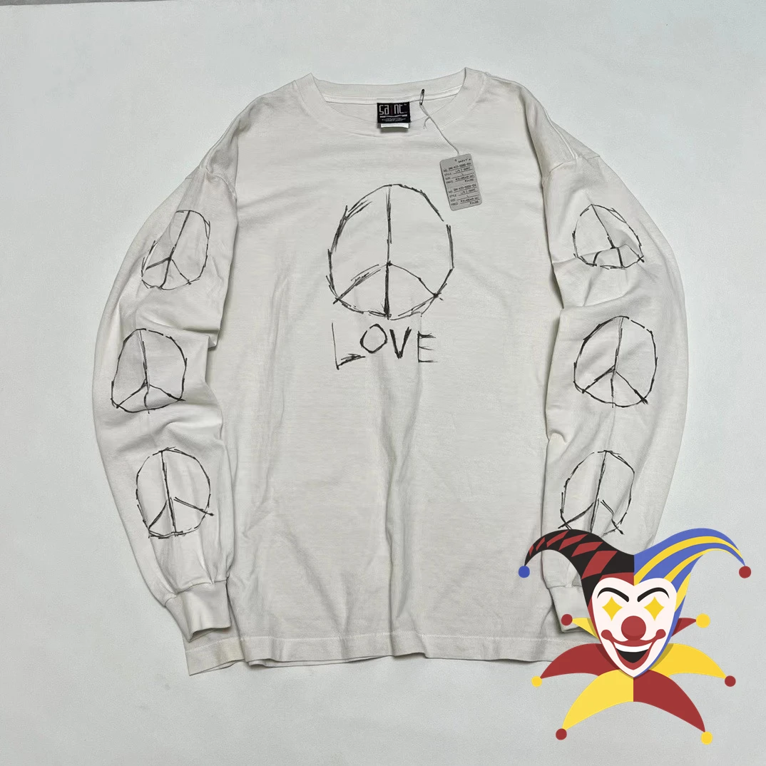 

Saint T Shirt Men Women Sketch Long Sleeve Washed T-shirt Tops Tee