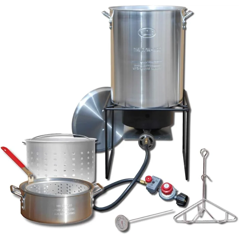 

Propane Outdoor Fry Boil Package with 2 Pots, silver