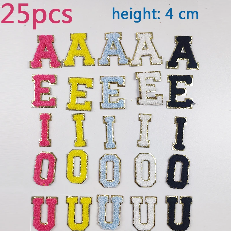 

AEIOU 4.5cm Towel Sticker English Letters Patches for Clothing Bag Stick on Alphabet Fruit Boots Alien Plant Applique Patch