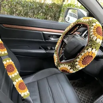 Sunflower Crochet Steering Cover 1
