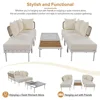 8-Piece Patio Sectional Sofa Set with Tempered Glass Coffee Table and Wooden Coffee Table, Modular Sofa Set for Outdoor Oasis 4