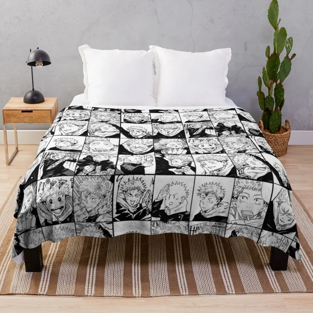 

Itadori yuji manga collage -black and white version Throw Blanket Decorative Sofas Fluffys Large Moving Blankets