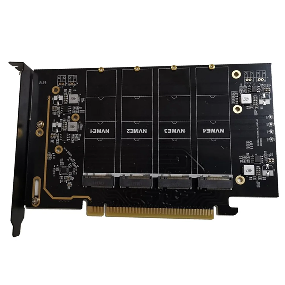 

M.2 NVME to PCIe 4.0 X16 Adapter Card, Supports 4 NVMe M.2 2280, Supports Bifurcation Raid