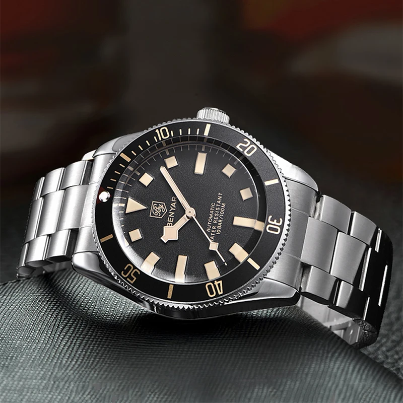 BENYAR Orologi automatici da uomo Orologio da polso di lusso in acciaio inox per gli uomini impermeabile luminoso a carica automatica orologio da polso business analogico (5179 Rosso