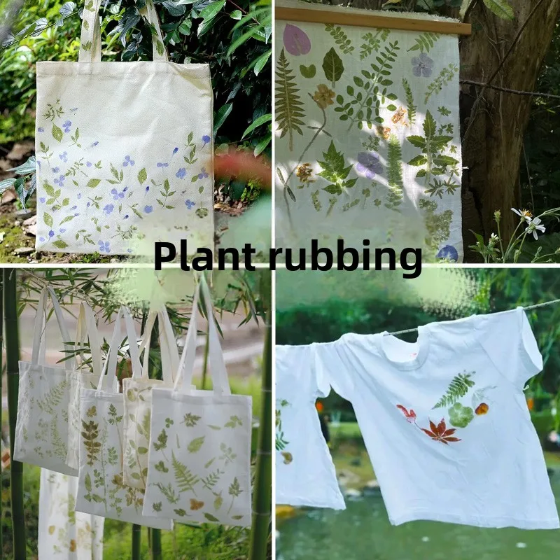Plant Pounding Eco-Printing Kit, DIY T-Shirt Printing Dye Canvas Kerchief Bag, Plant Dyeing Tools Hammer Alum Fixative