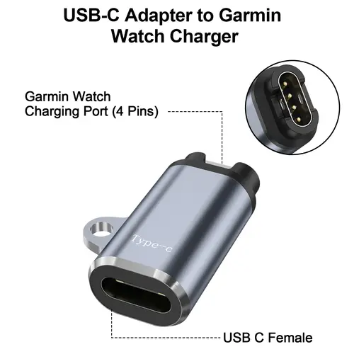 Type C Charger Adapter For Garmin Fenix 7 6 6X 5S 5X Plus/Instinct 2/Venu 2/Vivoactive 4 3/Forerunner 965 955 945 935 Converter - Image 3