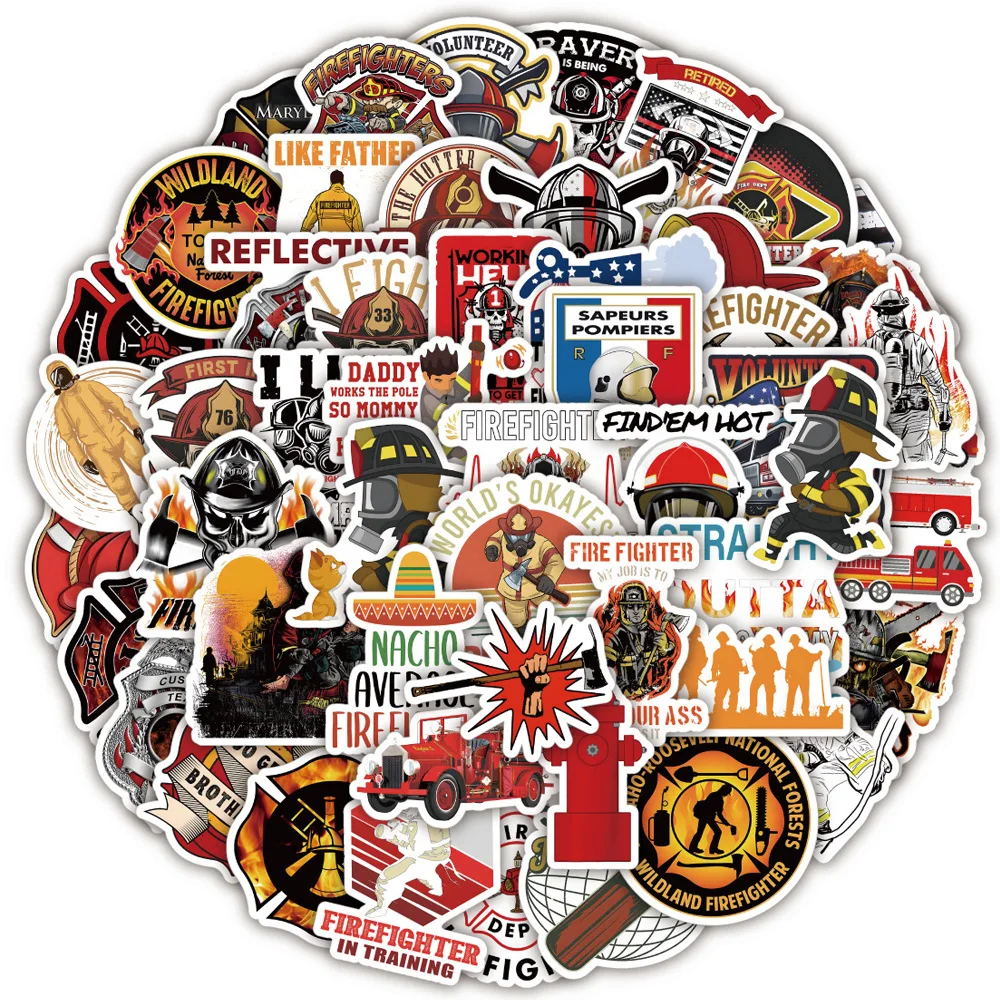10-30-50pcs-Firefighter-Fire-Hero-Cool-Stickers-Fire-Trucks-Fireman ...