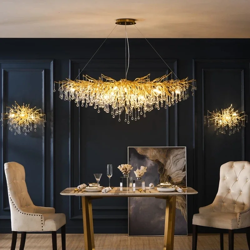 Modern Luxury Crystal Chandelier Living Room Decoration LED Chandeliers Lighting Villa Water Drop Pendant Lamp led chandelier,ceiling chandelier