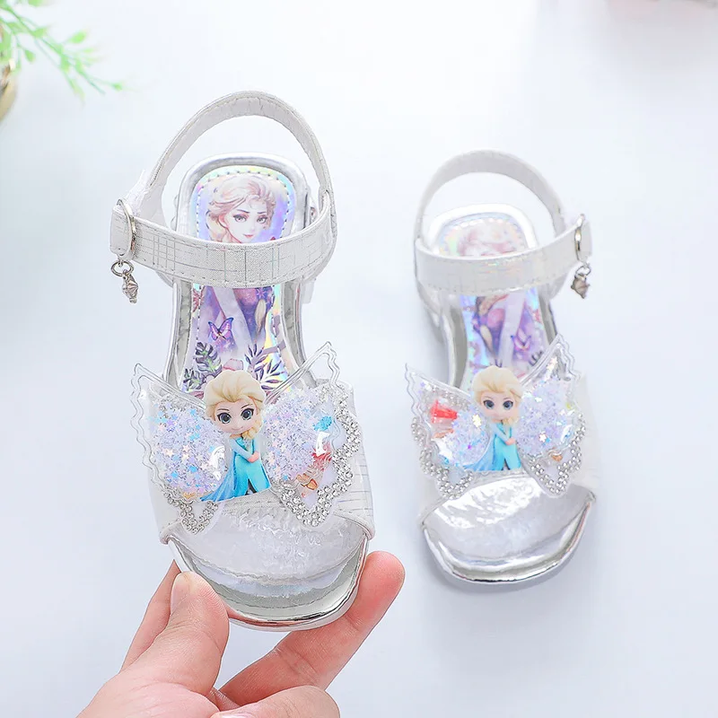 Disney Kids Shoes for Girl Sandals Frozen Princess Elsa Cartoon Baby Girl Shoes 2022 Fashion Sandles Flat Heels Beach Shoes children's shoes for high arches Children's Shoes