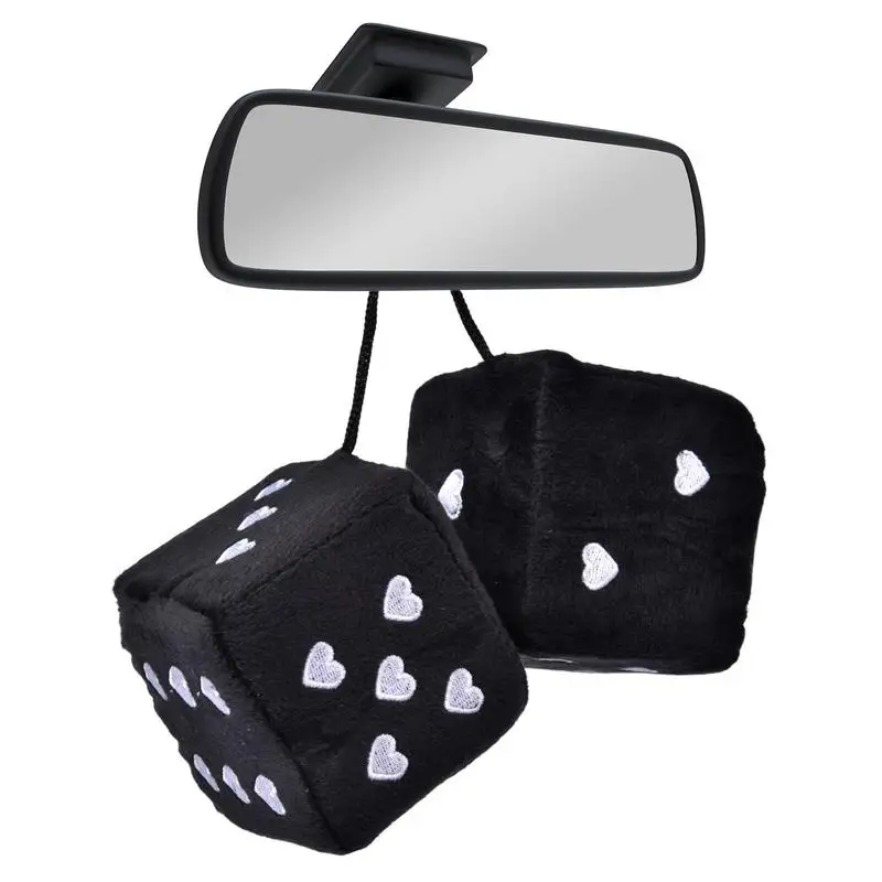 

Dice for Car Mirror Plush Dice with Heart-Shaped Dots for Car Interior Hanging Accessories Car Decorative Hanging Mirror Fuzzy