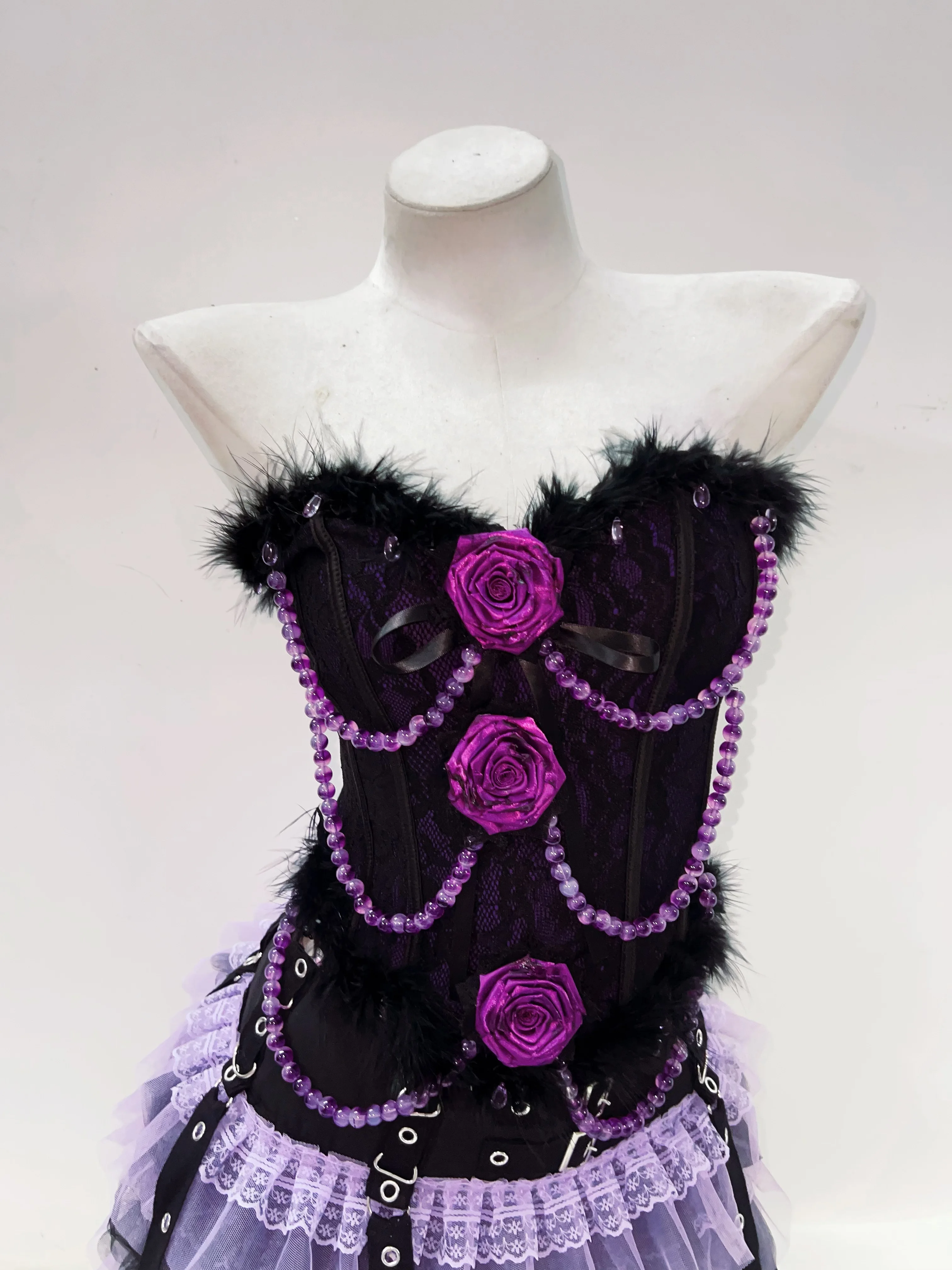 Purple Faux Pearl and Rose Bustier Top 6
