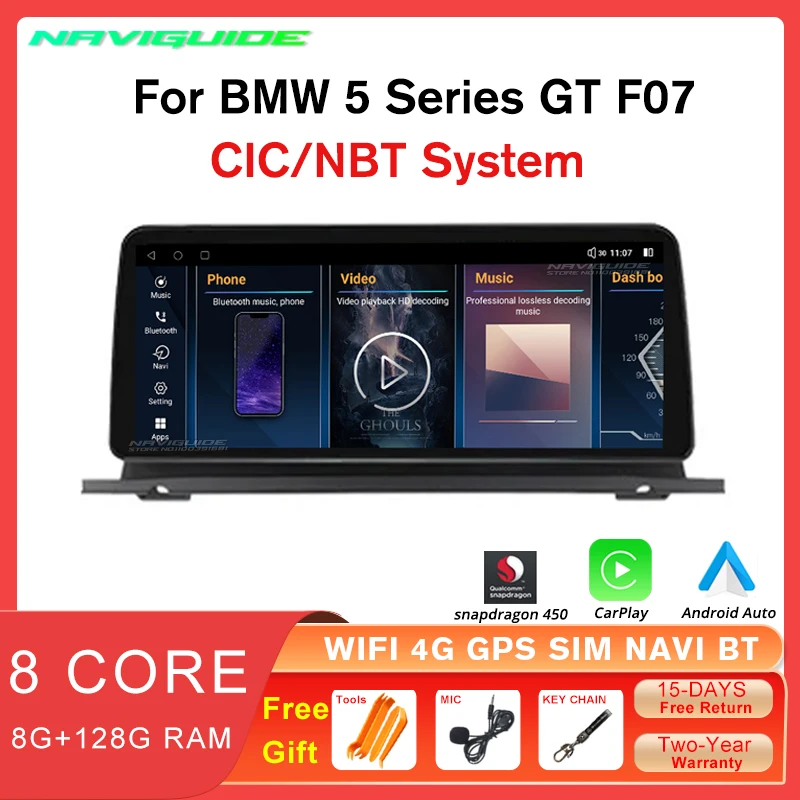 

NAVIGUIDE 12.3 Inch Android 12 1920*720P Car Radio For BMW 5 Series GT F07 2011-2018 CIC NBT Multimedia Player GPS Bluetooth