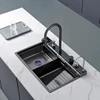 Waterfall Kitchen Sinks Combo 304 Stainless Steel Nano Sink With Multifunctional Fahrenheit Digital Display Pull-Out Faucet 2