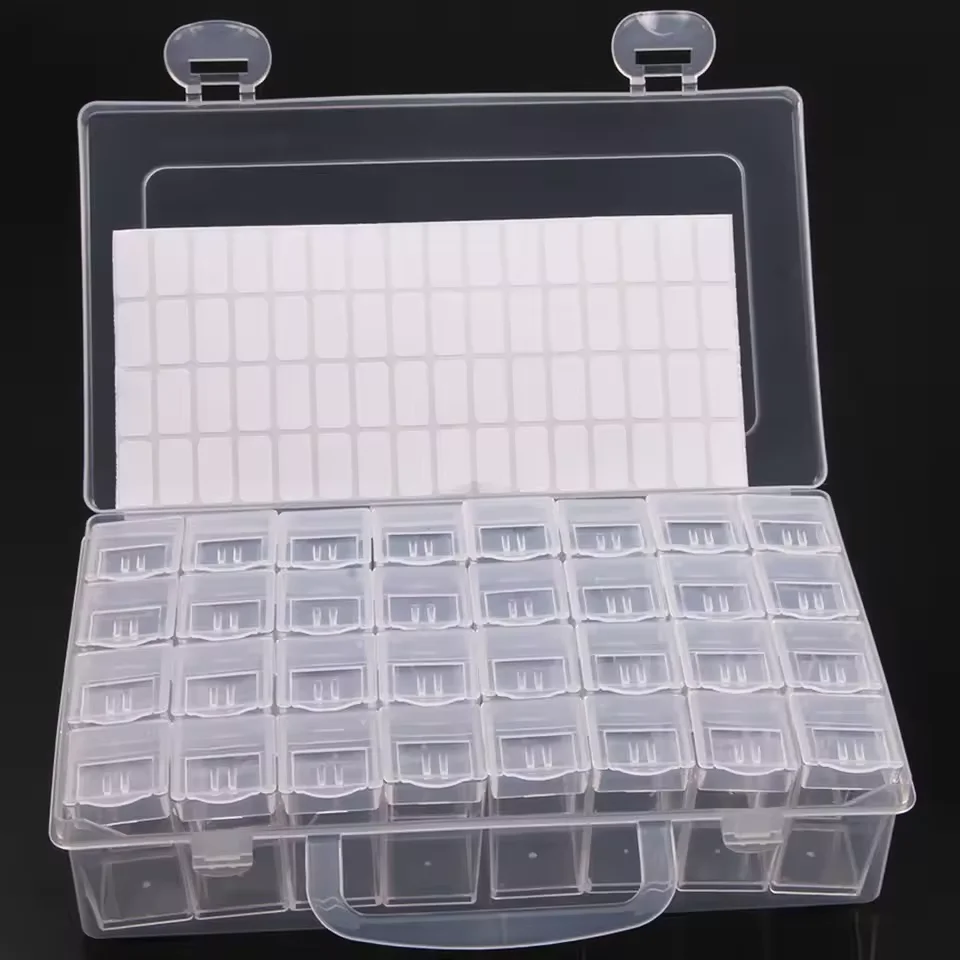 1pc 40/48/56 Slots Plastic Storage Box, DIY Diamond Painting Beads Charms Jewelry Accessories Organizer Box