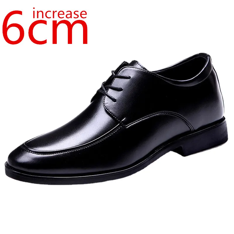 

Men's Autumn/Winter Increase 6cm Leather Shoes Business Korean Trend Plus Velvet Invisible Inner Heightening Men's Formal Shoes