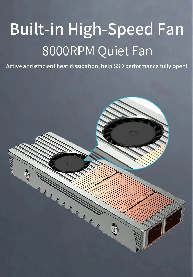 M.2 NVME SSD Cooler Built in High Speed Fan Hard Drive Radiator Cooling Vest 228