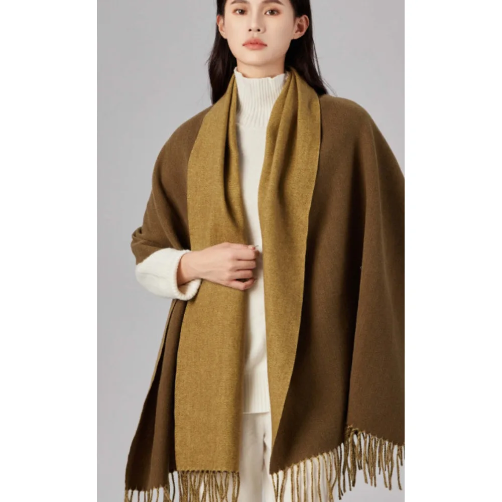 Two tone cashmere elongated fashion, autumn and winter women's high-end sense, scarf, warm shawl, men's_voghion.com