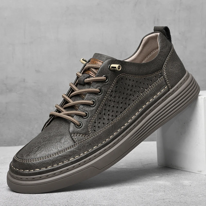 Mens Shoes Spring/Winter Men's Genuine Leather Oxford Shoes Outdoor Comfortable Soft Sole Breathable Casual 36-47