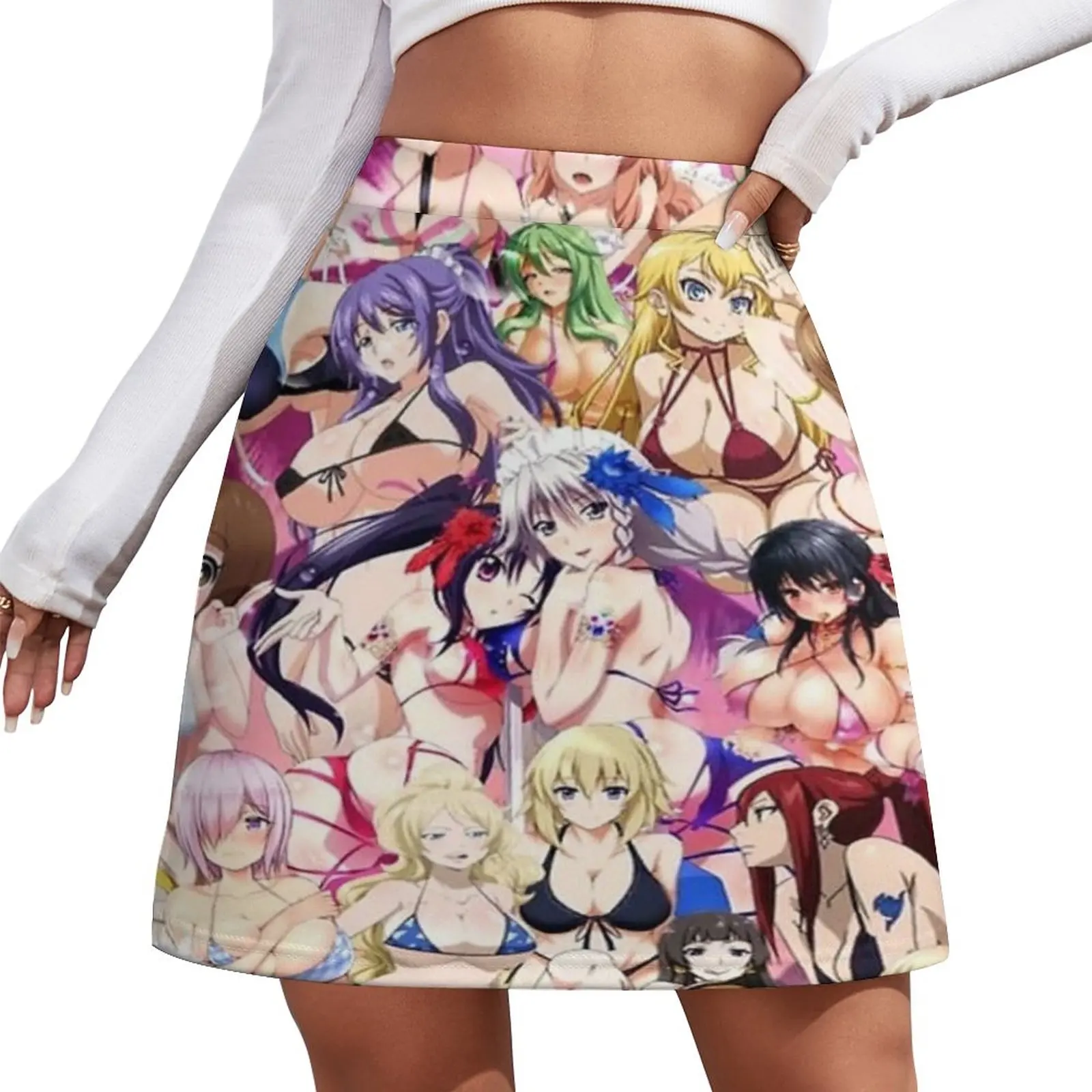 

Летнее бикини в стиле аниме, комплект из мини-юбки и юбки, короткая юбка, новые атласные платья