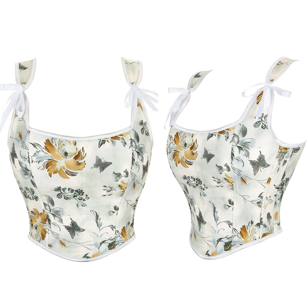 

Корсет женский компрессионный с косточками, бюстье с цветочным принтом для похудения, корсет для живота, регулируемый, с косточками