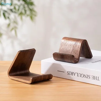 ☽ Supporto per Telefono in Legno, Porta Cellulare Minimalista in Noce, Supporto da Scrivania per Tutti gli Smartphone e Tablet