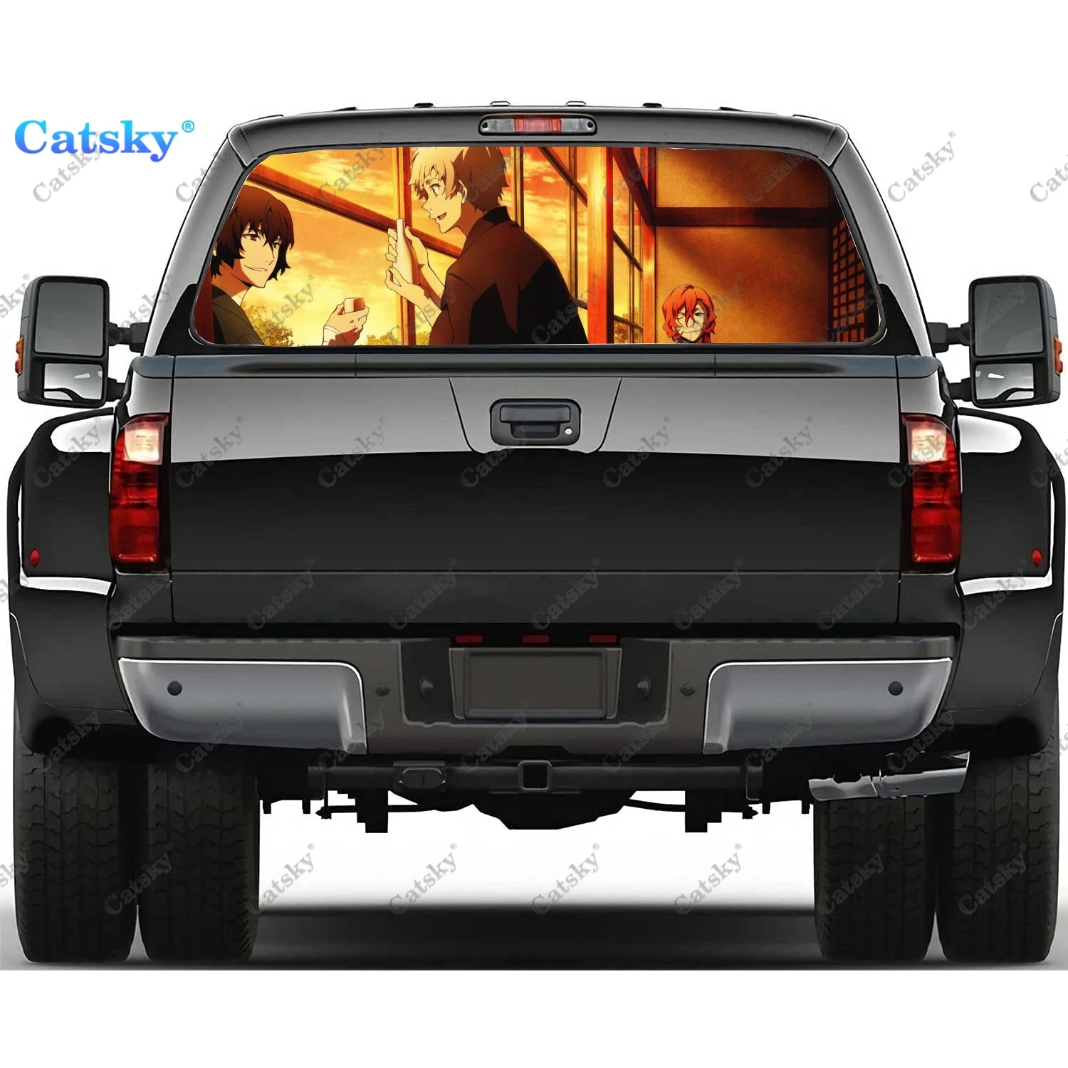 

Anime Bungou Stray Dogs Rear Window Stickers Windshield Decal Truck Rear Window Decal Universal Tint Perforated Vinyl Graphic