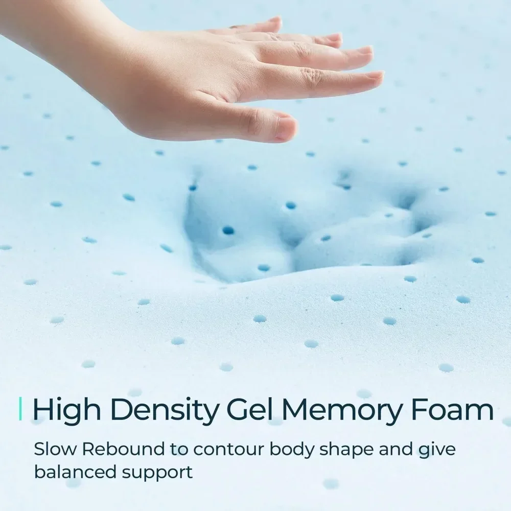 Queen Memory Foam Mattres Topper 3 Inches,Cooling Gel Mattress Topper,Foam Mattress Topper with Ventilated Design,Washable Cover 3