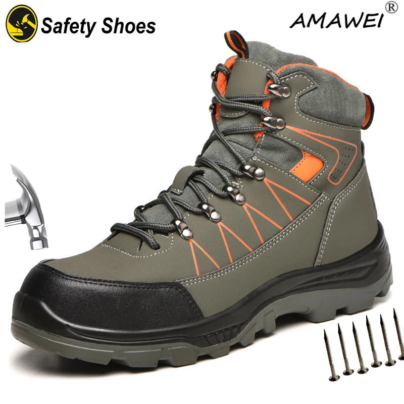 AMAWEI Safety Boots Men Women Waterproof Steel Toe Indestructible Shoes