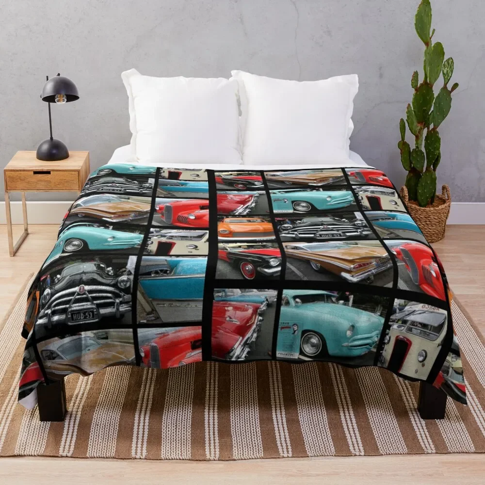 

Vintage car collage Throw Blanket Dorm Room Essentials Sofa Blankets