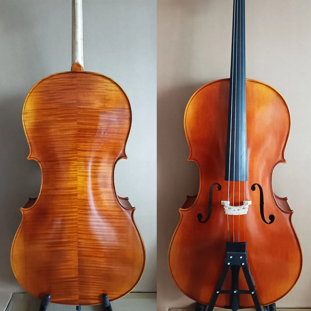 superiorqualitysolidwoodhandmadecello4478FlameMapleback