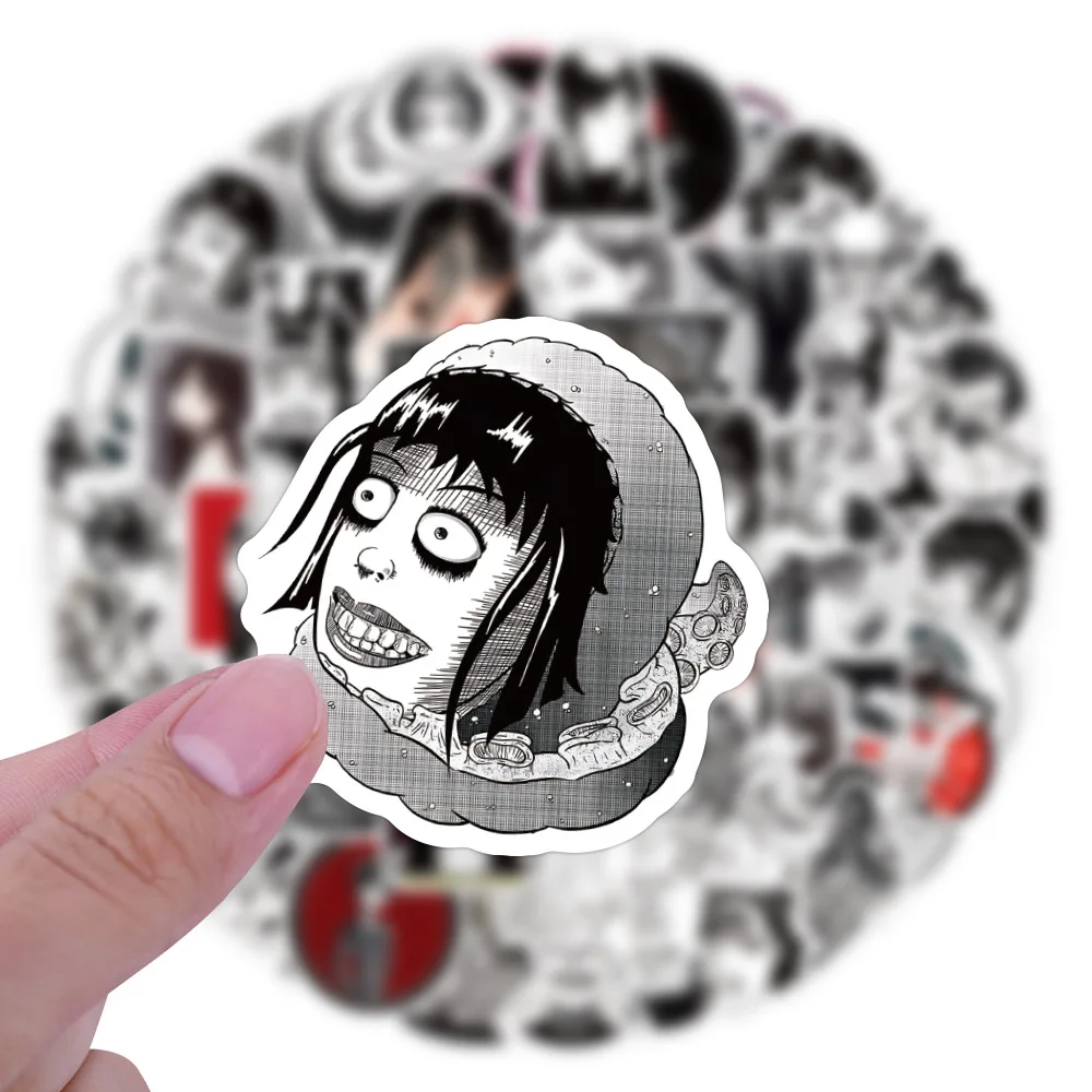 120Pcs Tomie Junji Ito 스티커 공포 애니메이션 스티커 미학 스케이트 보드 가방 노트북 Tomie Kawakami 낙서 데칼