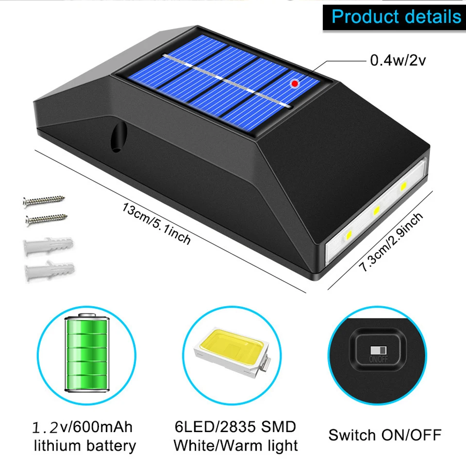 Description Picture 5 of itemOutdoor Led Solar Lamp Up and Down Wall Light Courtyard Garden Yard Fence Balcony Landscape Decoration Lighting Energy-saving