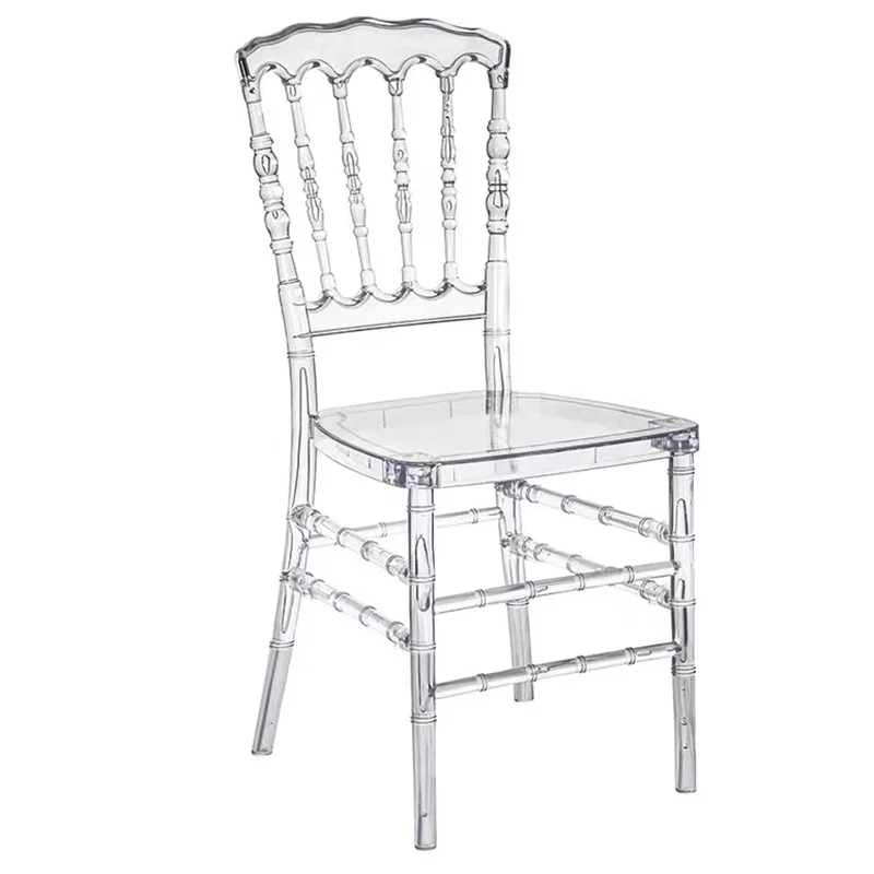 Wedding chair 100pcs Napelon Transparent Crown Chair Chiavari Wedding Tiffany Resin Detachable Chair For Outdoor Wedding Party