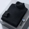 Sweater Men's 100% Pure Mink Fleece High Polo Pullover Knitted Loose Large Size Warm Winter New Long Sleeve High End Free Delive 4