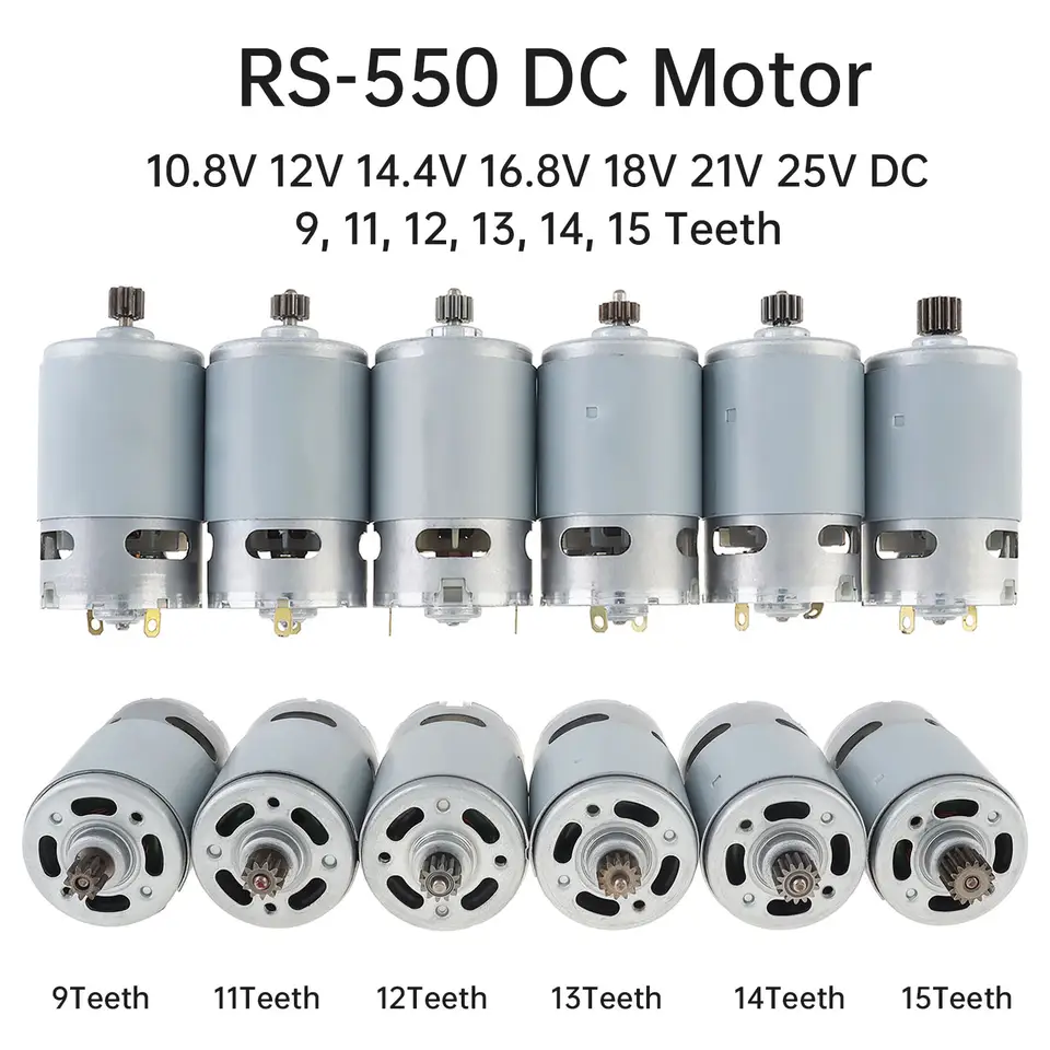 RS550 DC Motor 10.8V/12V/16.8V/18V/21V Micro Electric Screwdriver Motors with 9/11/12/13/14/15 Teeth High Torque Gear Box Motor image 1