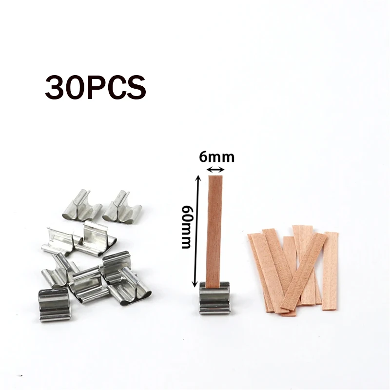 Description Picture 3 of item30Pcs 6mm Wooden Candles Wick with Sustainer Tab Candle Wick Core for DIY Candle Making Supply Soy Parffin Wax