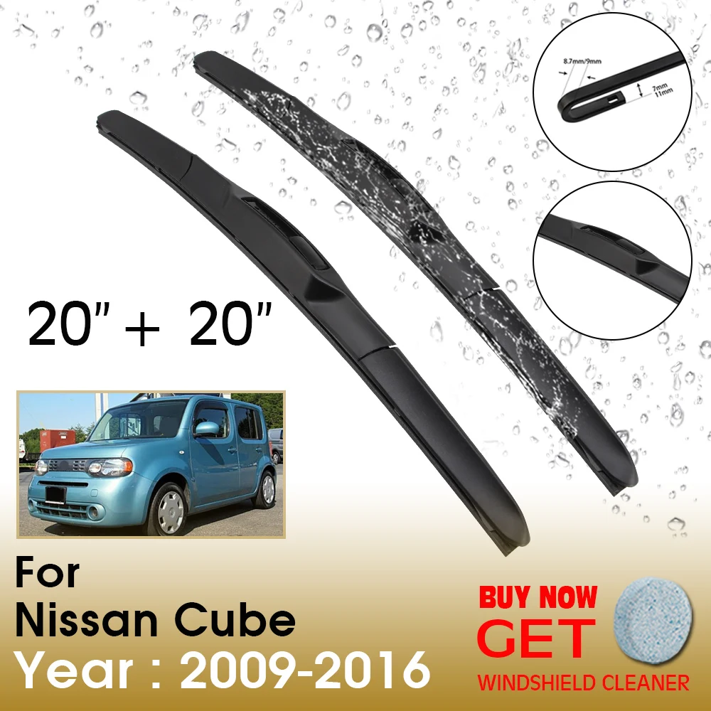 

Car Wiper Blade For Nissan Cube 20"+20" 2009-2016 Front Window Washer Windscreen Windshield Wipers Blades Accessories