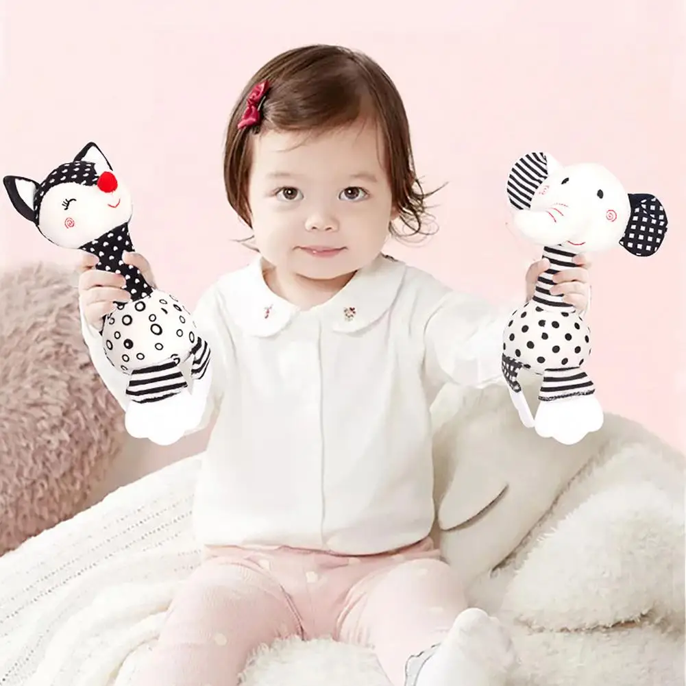 Baby Black And White Rattle Toys Elephant Teether Comfort Toys Early Childhood Education Comfort For Kids Baby Toys Baby Rattle Toys Hanging Rattles Toy Ball Rattle Toy Plush Rattle Toy