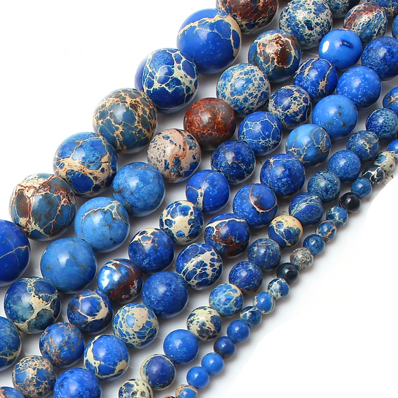 Youngbling 6mm Imperial Jasper Gemstone Beads - 15" Strand Of Polished Red & Blue Stone Beads For Jewelry Making - View #5